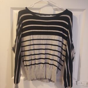 Tahari Striped Boatneck Women's Sweater - Black & GRAY